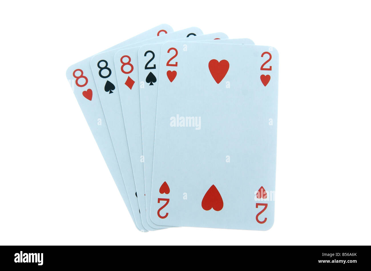 Drei einer Art Pokerhand Stockfoto