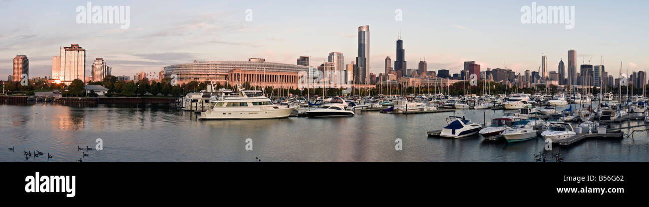 Sonnenaufgang in Chicago, gesehen vom alten Flughafen Stockfoto