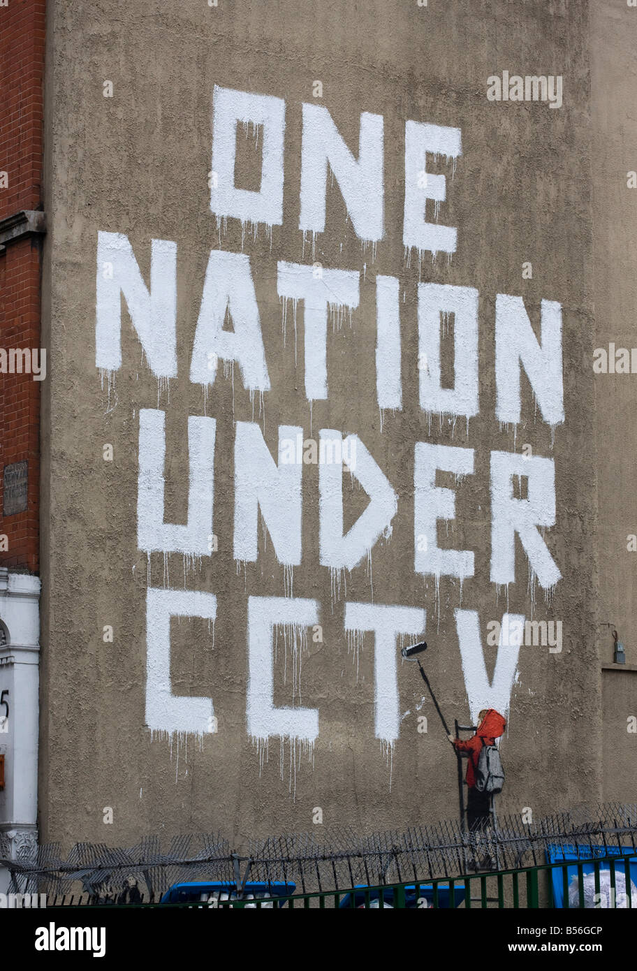 Eine Nation unter CCTV Wandgemälde von Banksy Stockfoto