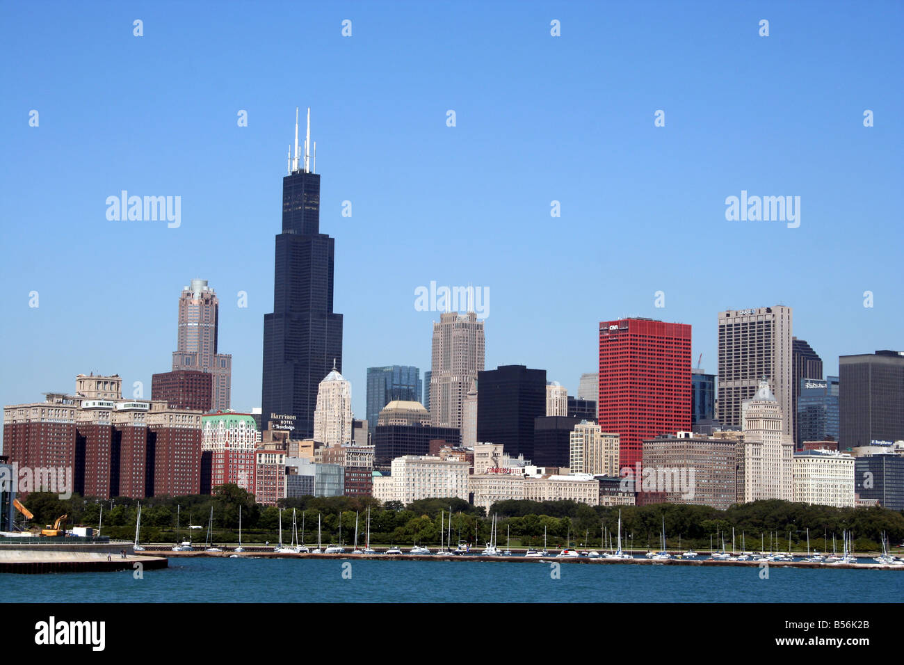 Skyline von Chicago mit Sears Tower. Stockfoto