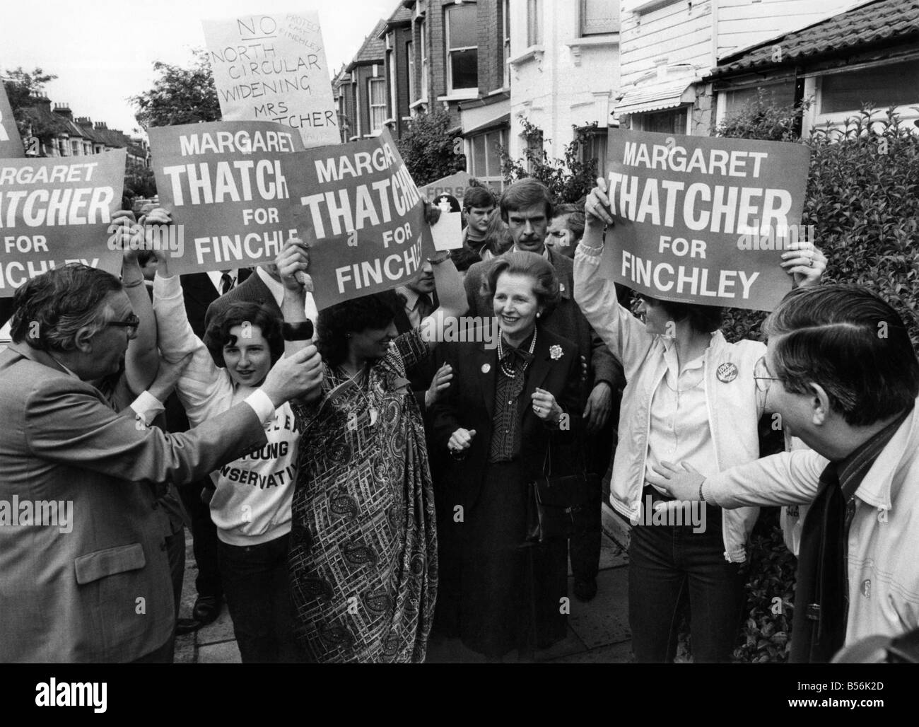 Mrs Margaret Thatcher in Finchley während ihres Wahlkampfes. Mai 1983 P009157 Stockfoto