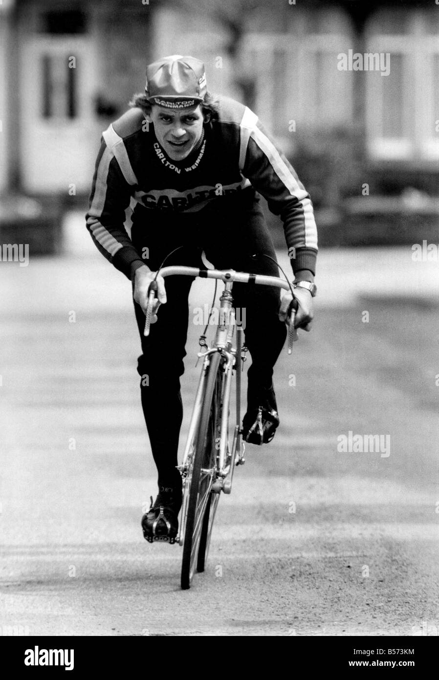 Radfahrer Sid Barras in Aktion in Harrogate. April 1979 P003692 Stockfoto