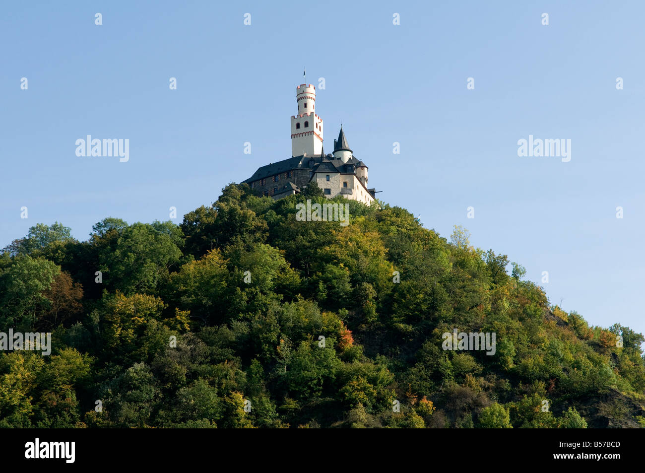 Marksburg Burg Braubach am Rhein, Deutschland, stammt aus dem 13. C. Stockfoto