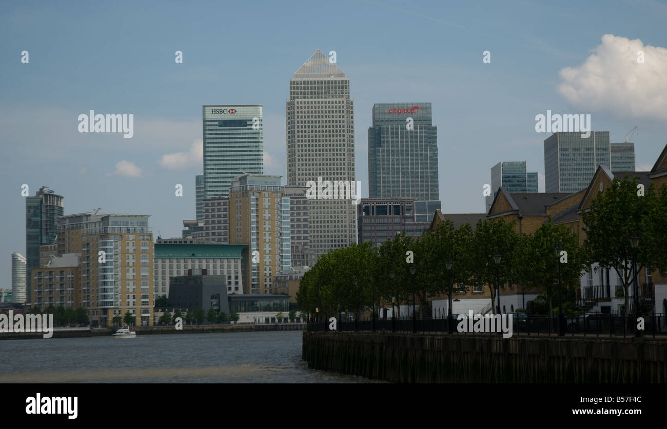 Docklands Stadtbild London Themse Ansicht Stockfoto