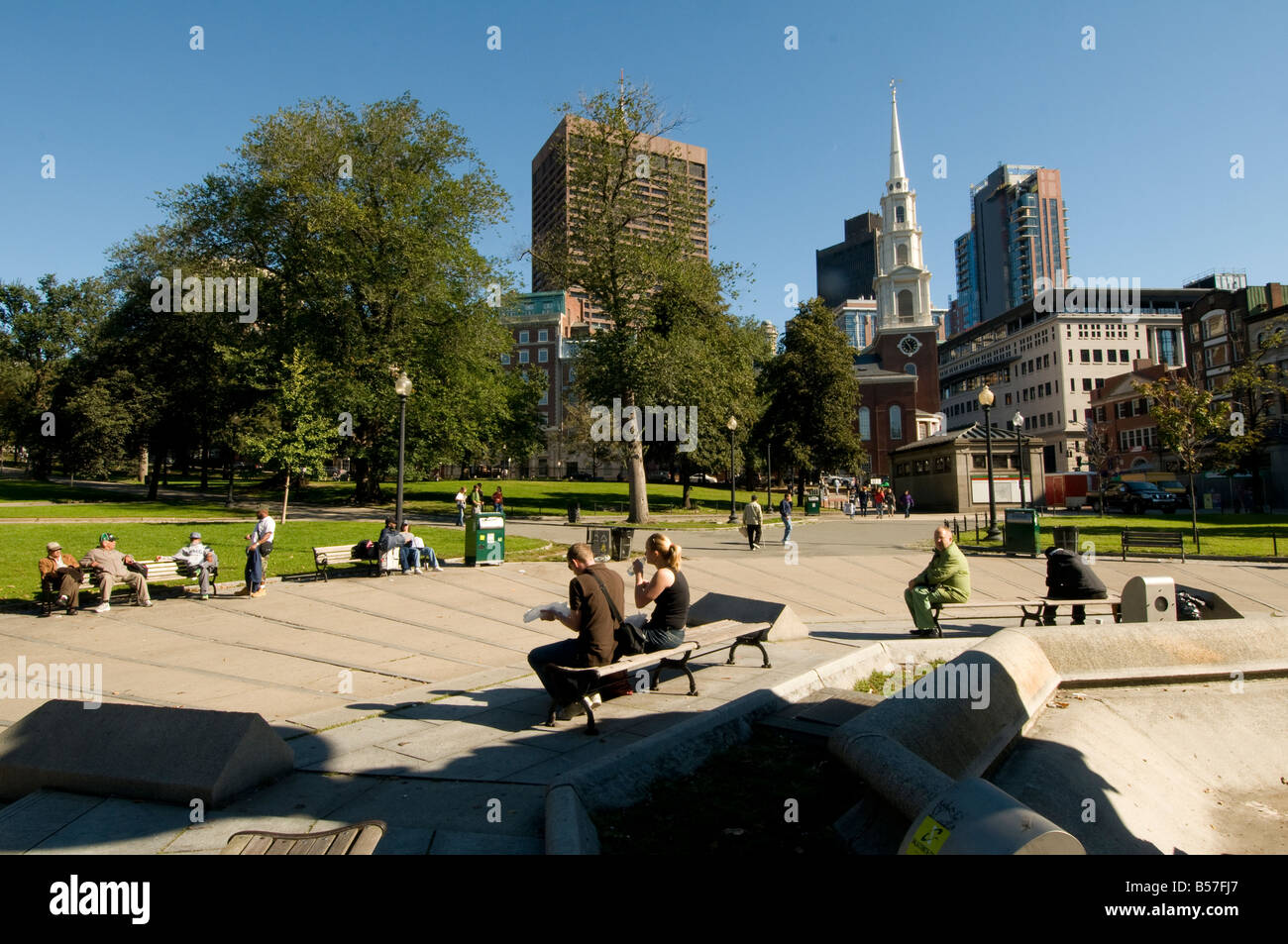 Die Skyline der Stadt, Boston MA USA. Blick vom Boston Common Stockfoto