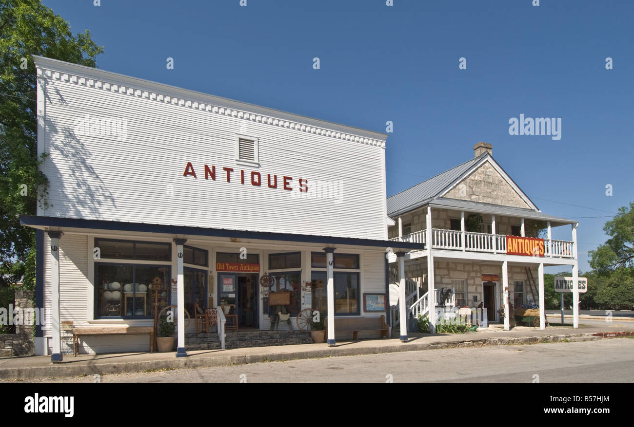 Texas Hill Country Bandera historische alte Stadt 11th Street  Antiquitätenläden Stockfotografie - Alamy