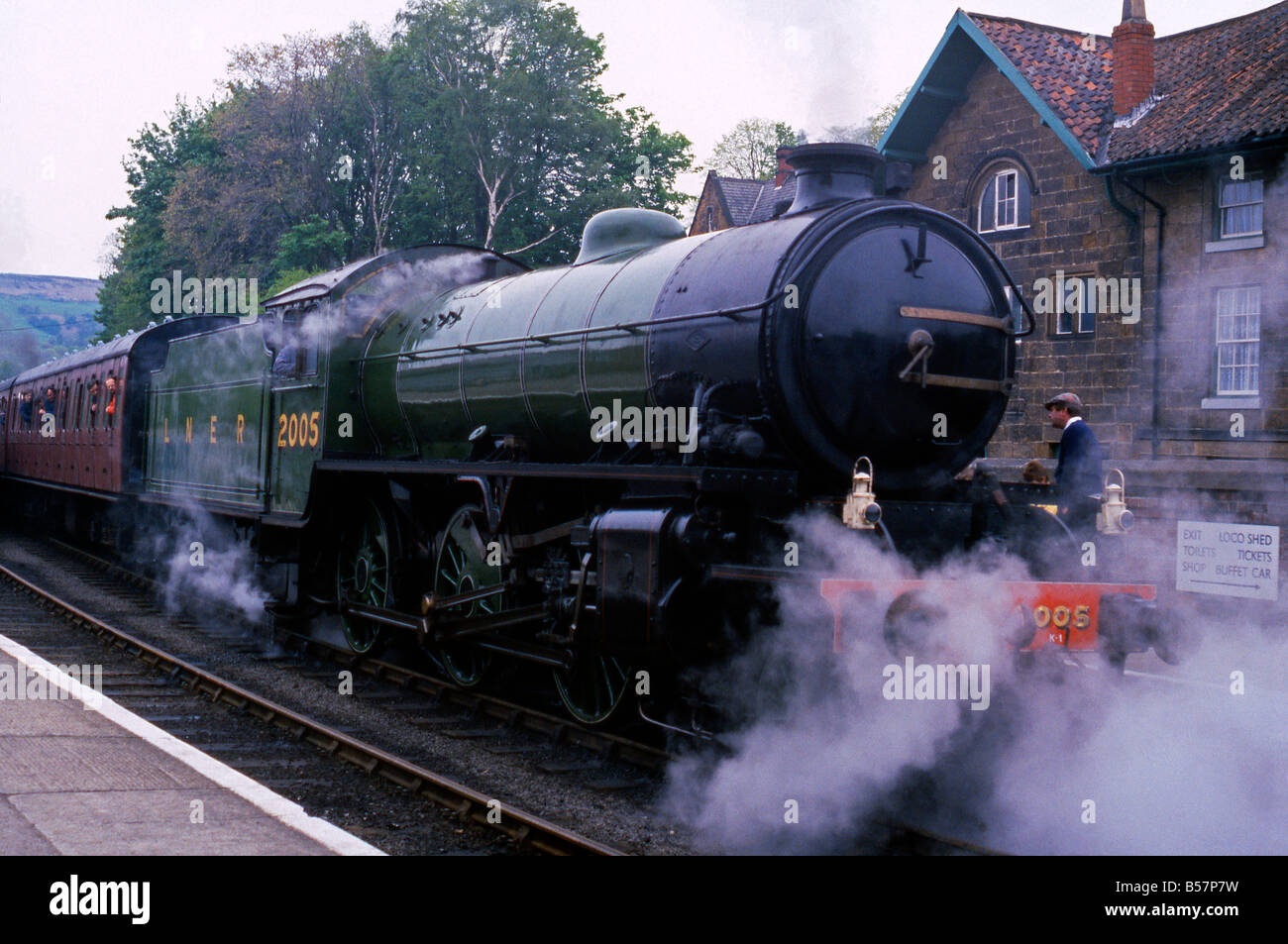 LNER loco 2005, Bahnhof Grosmont, North Yorkshire Moors Railway Stockfoto