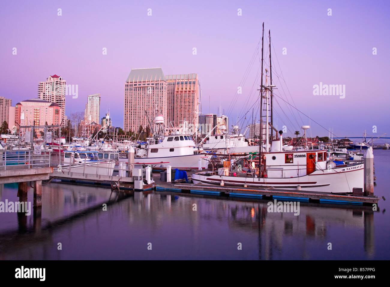 Thunfisch-Hafen und Hyatt Hotel, San Diego, Kalifornien, Vereinigte Staaten von Amerika, Nordamerika Stockfoto