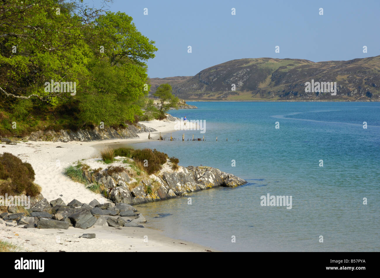 Weißer Sandstrand, Morar, Highlands, Schottland, Vereinigtes Königreich, Europa Stockfoto