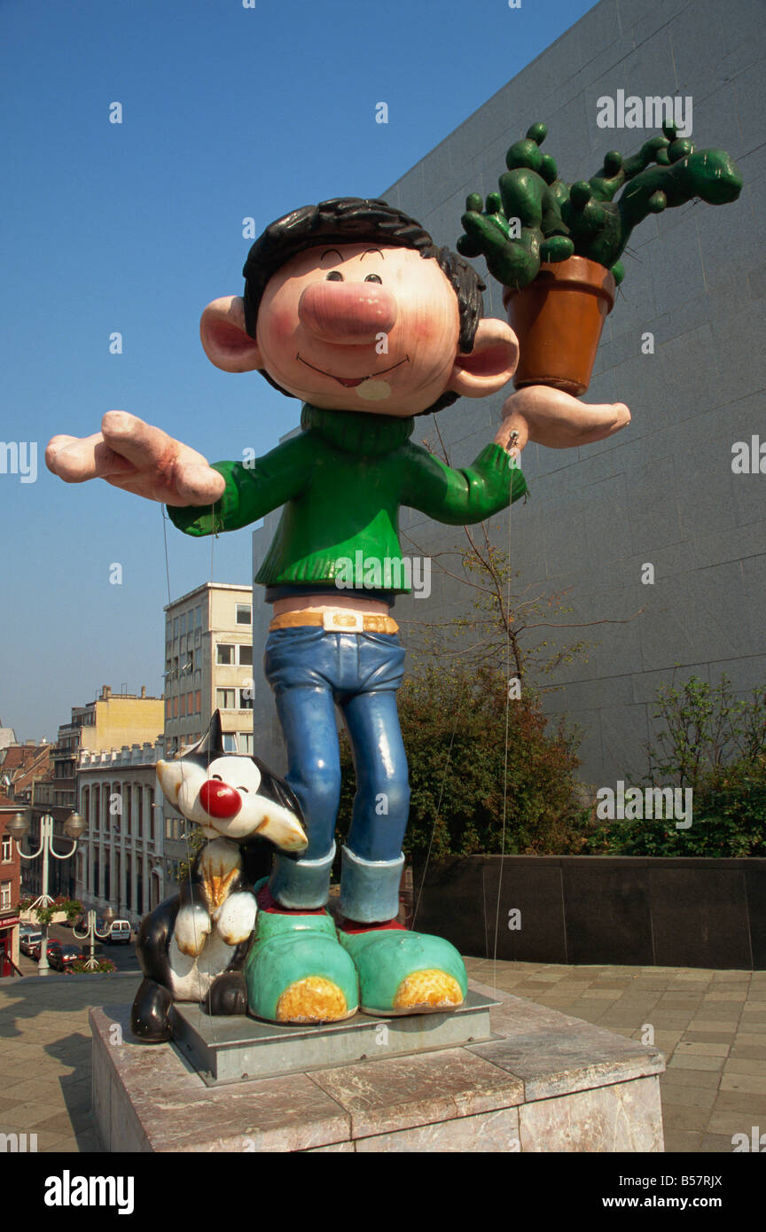 Cartoon-Skulptur in der Nähe von Museum of Moving Image Brüssel Belgien Europe Stockfoto