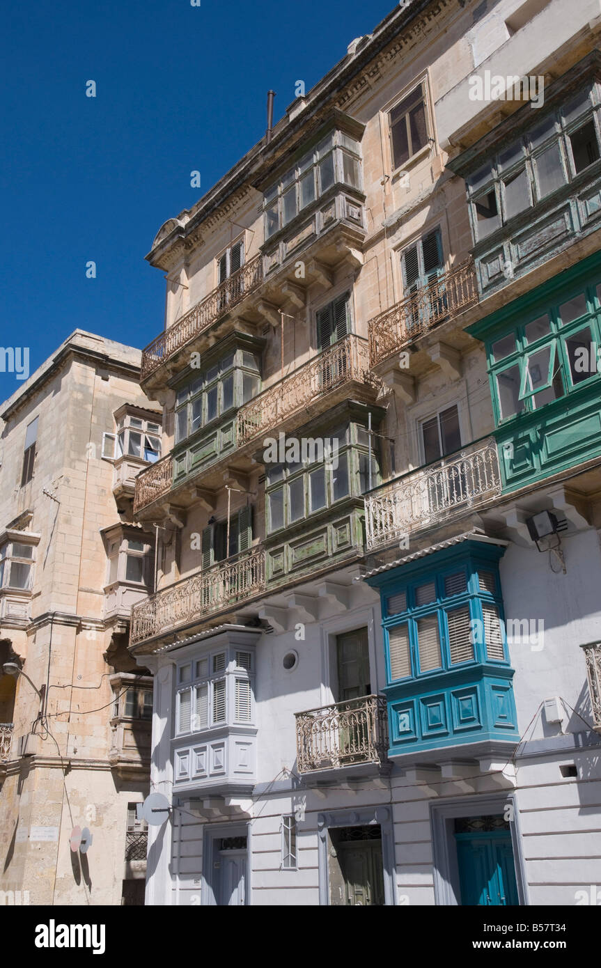 Typisch Windows, Valletta, Malta, Europa Stockfoto