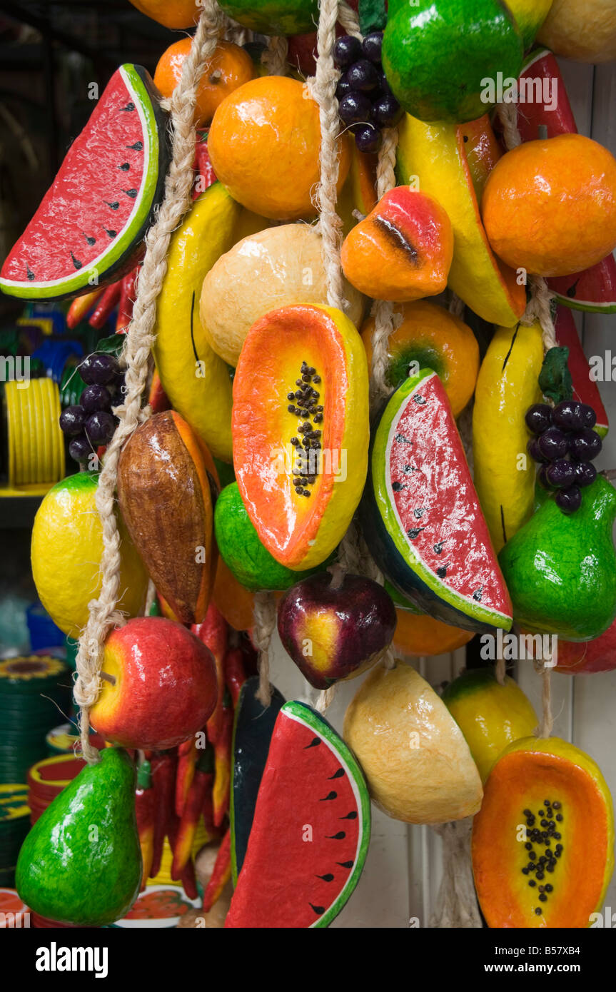 Dekorativen hölzernen Frucht, Guanajuato, Bundesstaat Guanajuato, Mexiko, Nordamerika Stockfoto