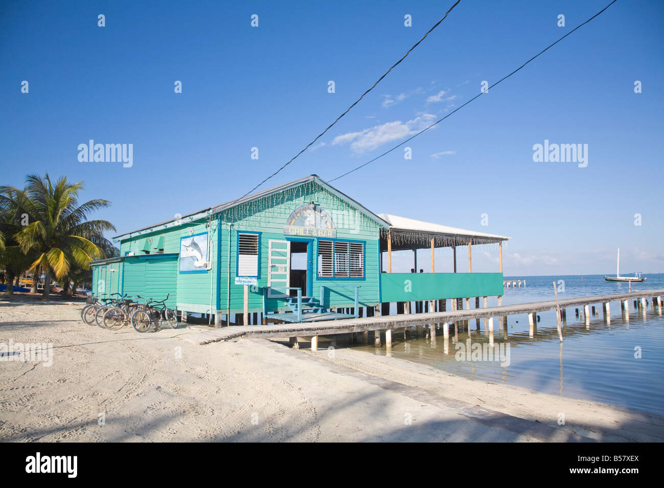 Regenbogen grill und bar Caye Caulker Belize Mittelamerika Stockfoto