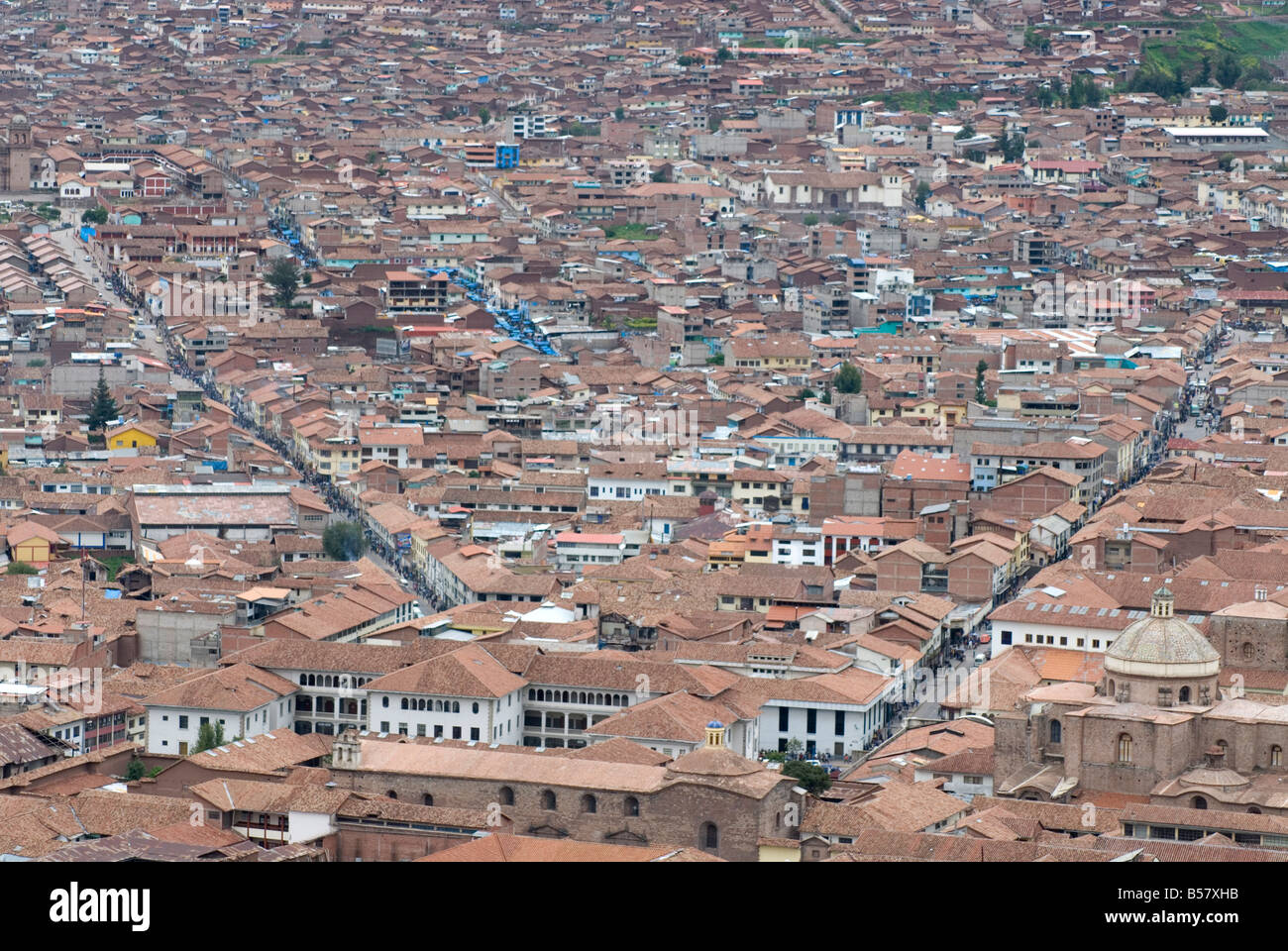 Ansicht von Cuzco aus den umliegenden Hügeln, Cuzco, Peru, Südamerika Stockfoto