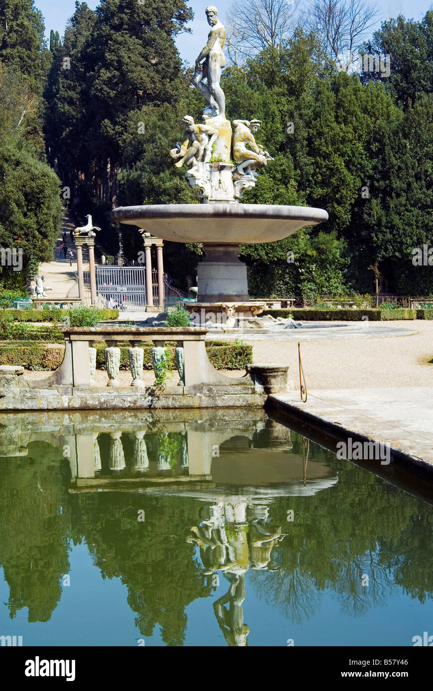 Vasca Isola (Insel Teich), Ocean es Brunnen, Boboli-Gärten, Florenz, Toskana, Italien, Europa Stockfoto