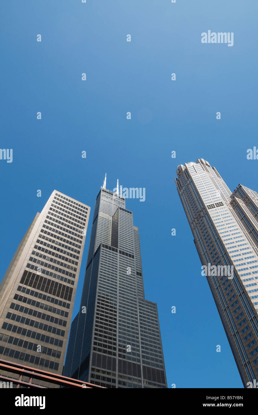 Sears Tower mit weißen Antennen, Chicago, Illinois, Vereinigte Staaten von Amerika, Nordamerika Stockfoto