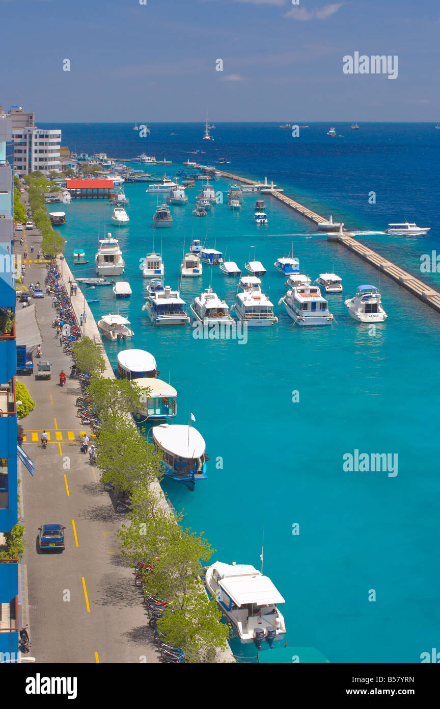 Der Hafen der Hauptstadt Male, Malediven, Indischer Ozean, Asien Stockfoto