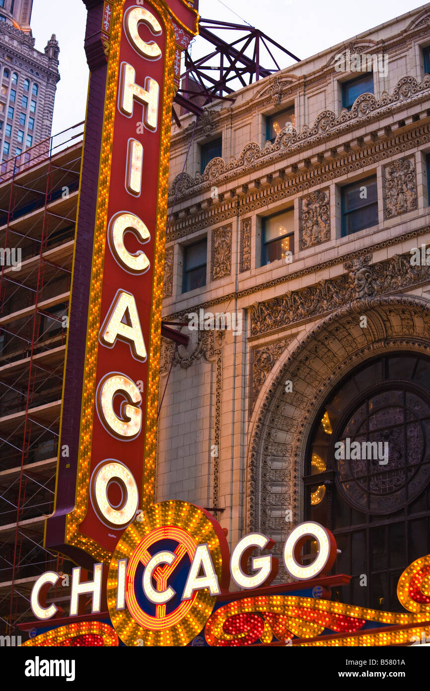 Die Chicago Theater, Theater District, Chicago, Illinois, Vereinigte Staaten von Amerika, Nordamerika Stockfoto