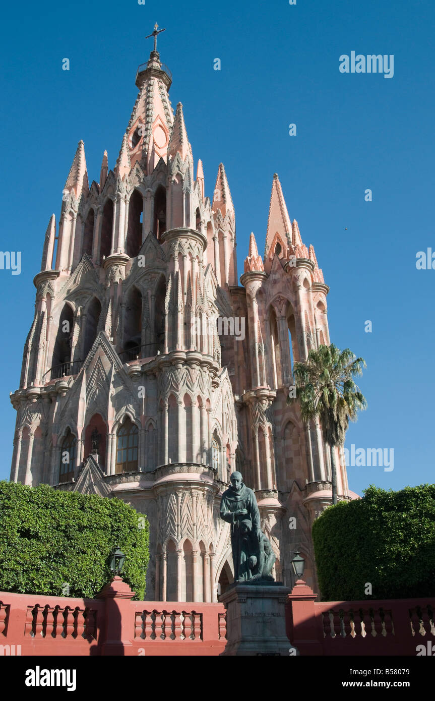 La Parroquia, Kirche bemerkenswert für die fantastische neugotischen Fassade, San Miguel de Allende (San Miguel), Bundesstaat Guanajuato, Mexiko Stockfoto