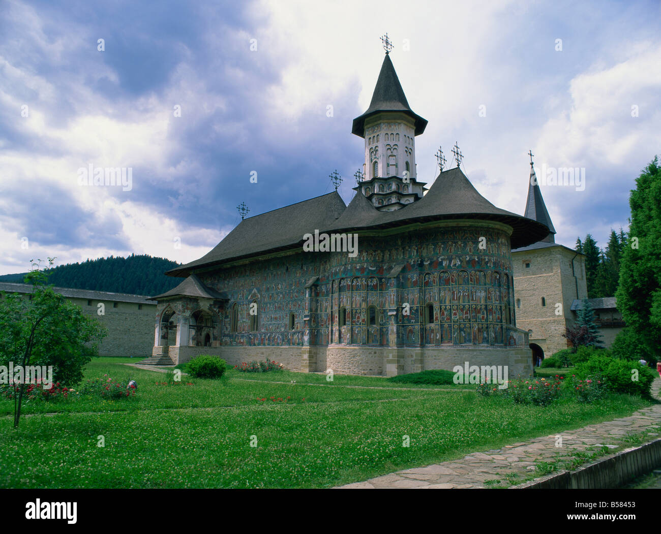 Sucevita Kloster aus dem Südosten North West Moldawien, Rumänien Stockfoto