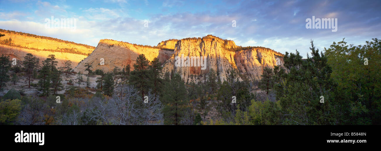 Zunächst Licht auf die Hügel, Zion Nationalpark, Utah, Vereinigte Staaten von Amerika, Nordamerika Stockfoto