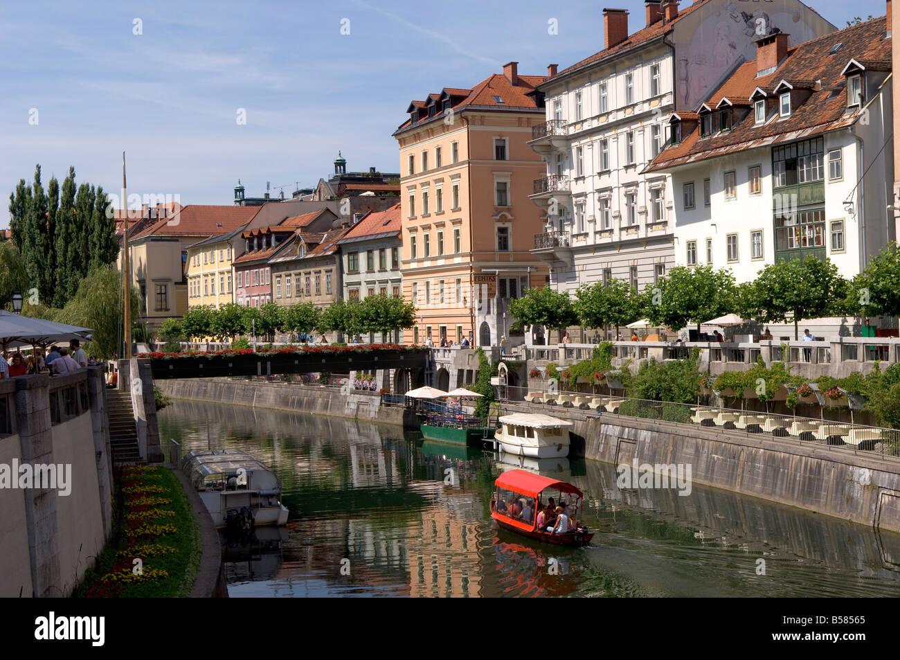 Fluss Ljubljanica, Ljubljana, Slowenien, Europa Stockfoto