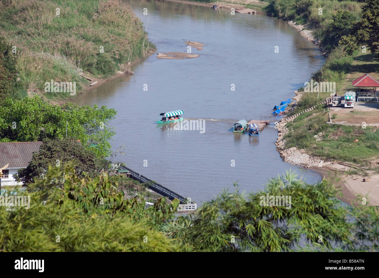 Ruak-Fluss an der Mekong-Fluss, Sop Ruak, Goldenes Dreieck, Thailand Stockfoto