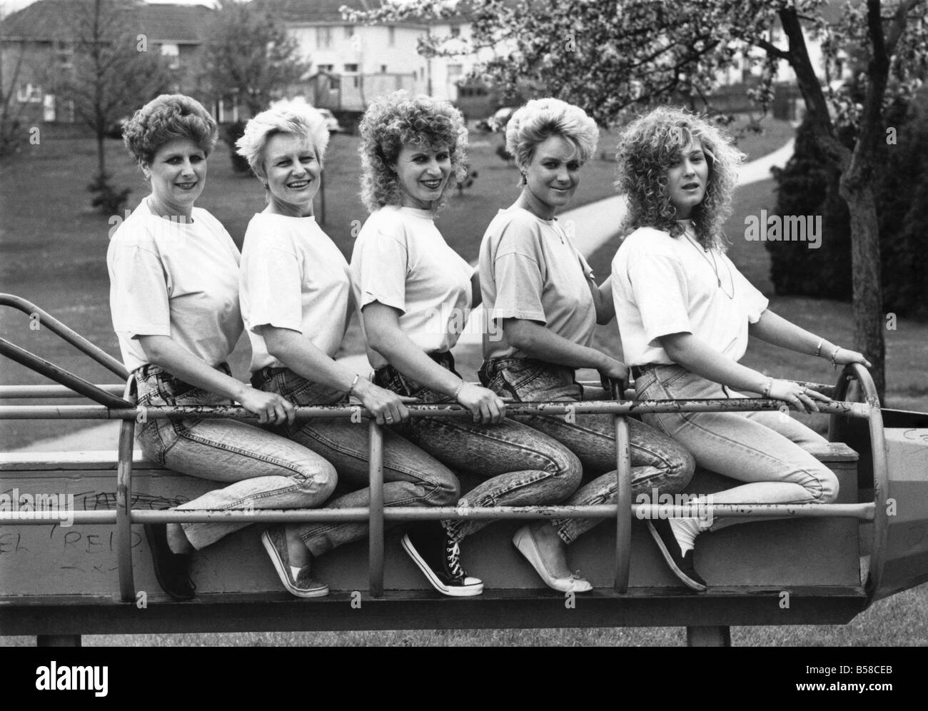 Slimline-Schwestern: Marion, Hillary, Kay, Della und Anna. Mai 1988-P006525 Stockfoto