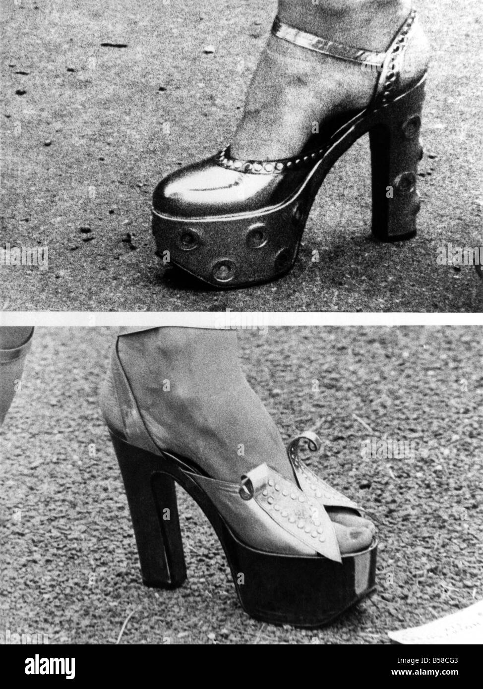 High-Fashion Schuhe beim Royal Ascot Race treffen. Juni 1973 P006564 Stockfoto