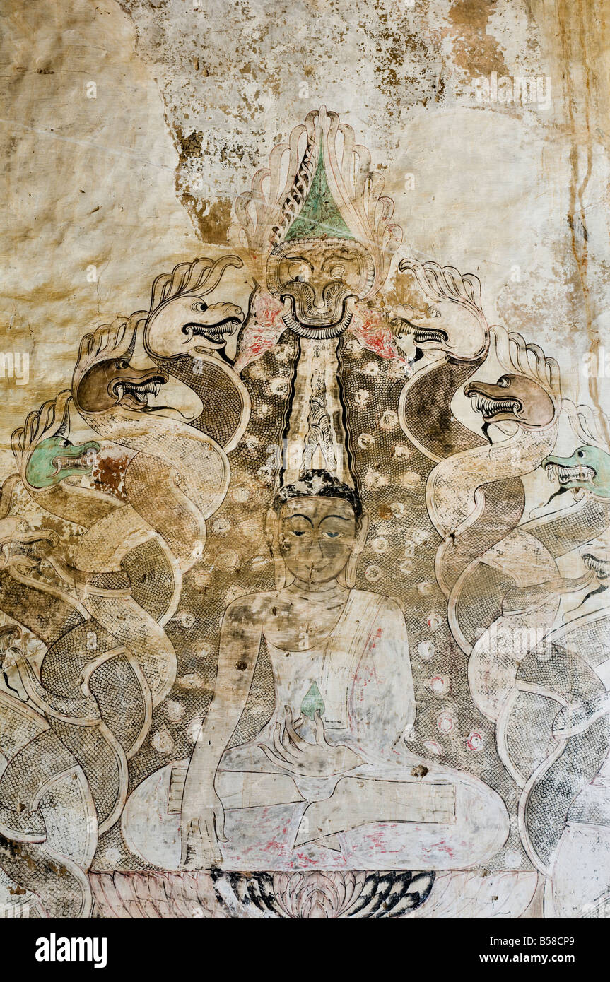Wandmalerei, Sulamani Pahto, Bagan (Pagan), Myanmar (Burma) Stockfoto