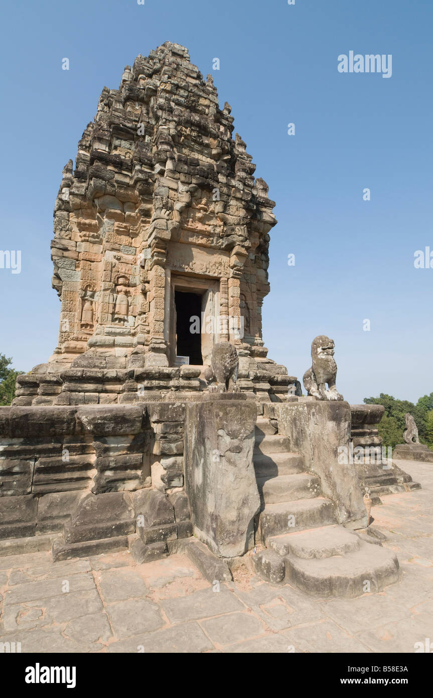 Bakong Tempel, AD881, Roluos-Gruppe, in der Nähe von Angkor, UNESCO-Weltkulturerbe, Siem Reap, Kambodscha, Indochina Stockfoto