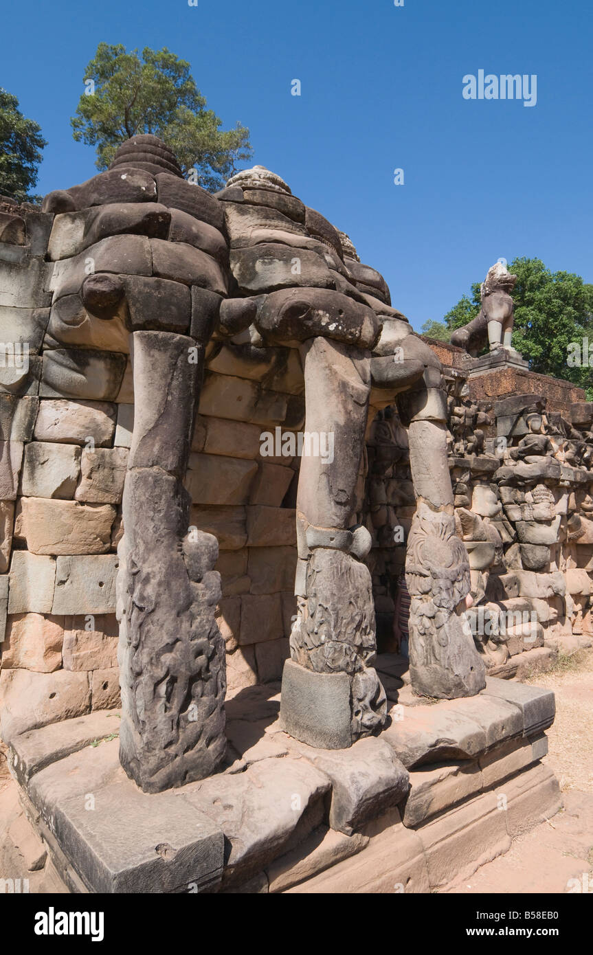 Elefant Terrasse, Angkor Thom, Angkor, UNESCO-Weltkulturerbe, Siem Reap, Kambodscha, Indochina, Südost-Asien Stockfoto