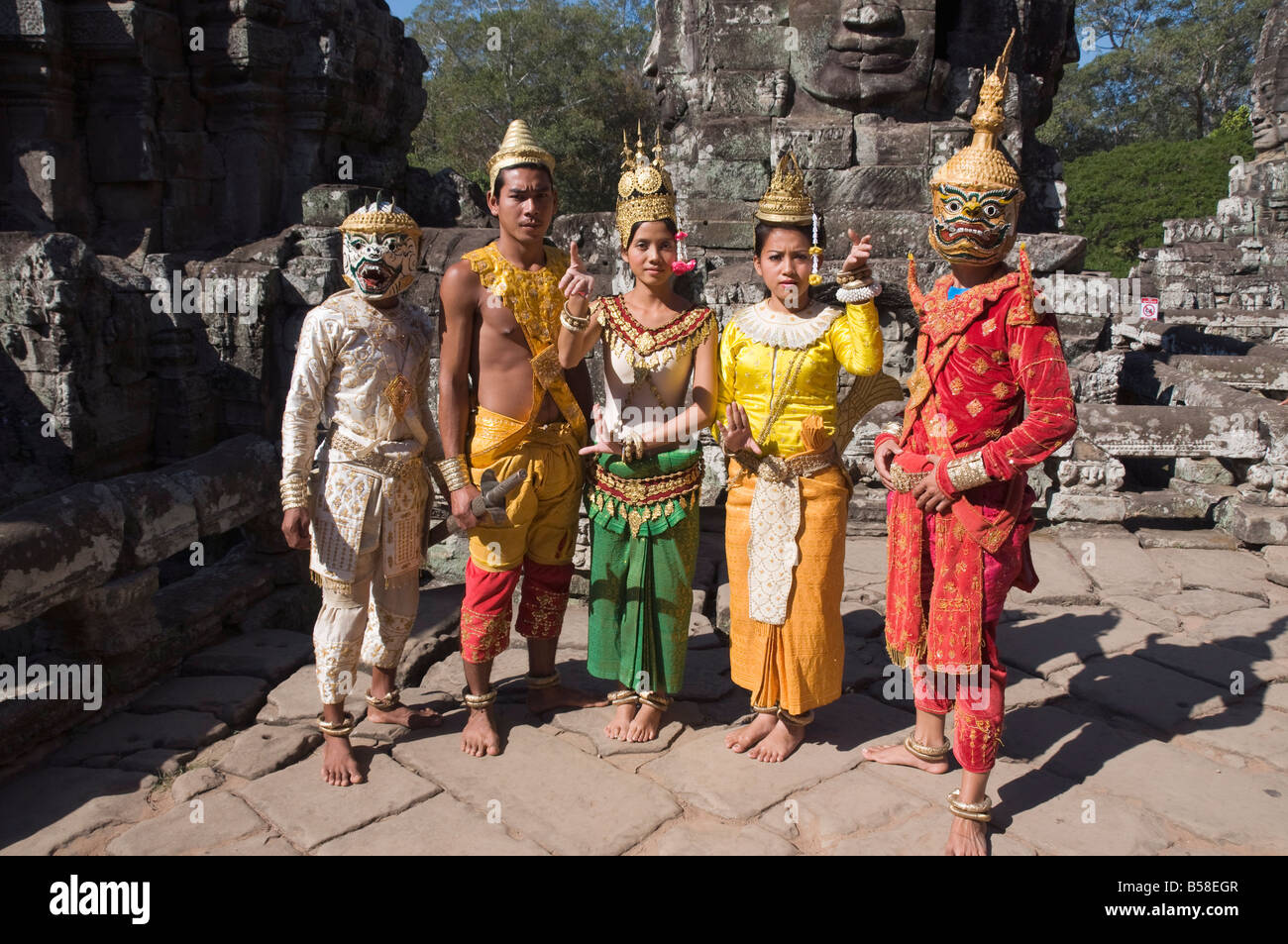 Bayon Tempel, Angkor Thom, Siem Reap, Kambodscha, Indochina, Südost-Asien Stockfoto