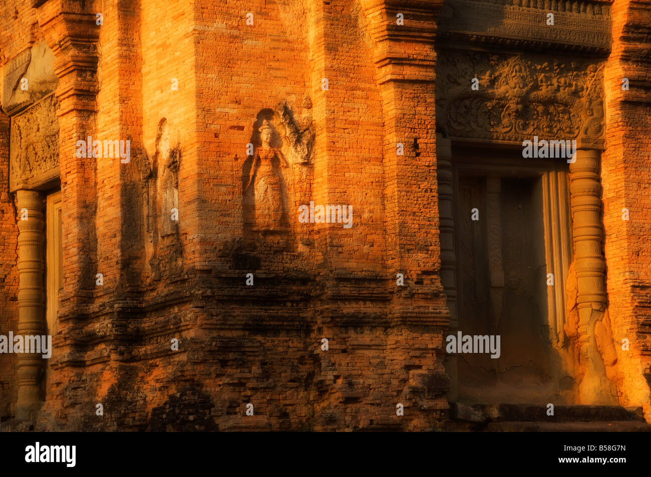 Detail, Bakong Tempel, Südost-Asien, Indochina, Roluos, Siem Reap, Kambodscha Stockfoto