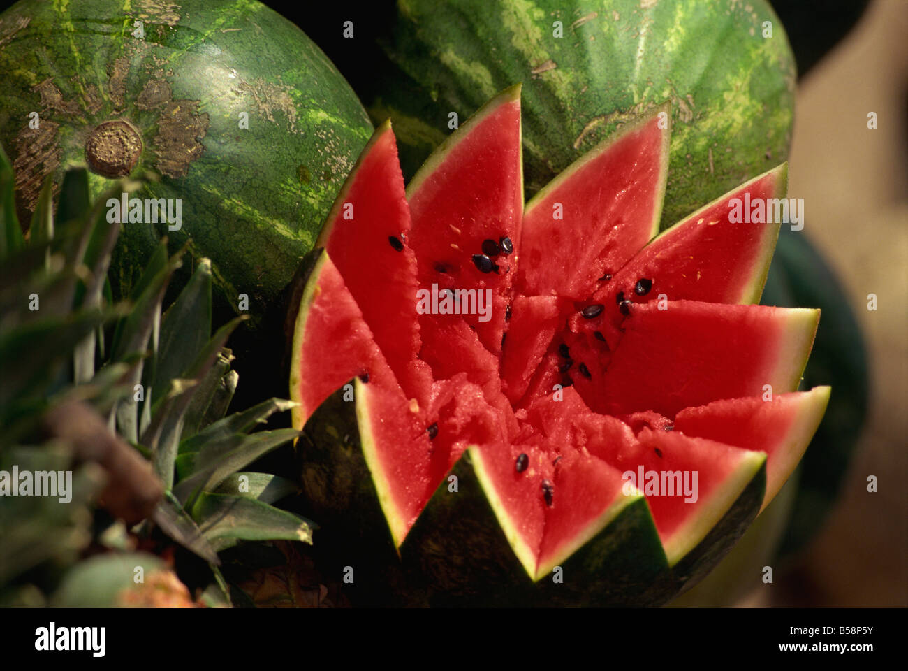 Wassermelone essen Stockfoto