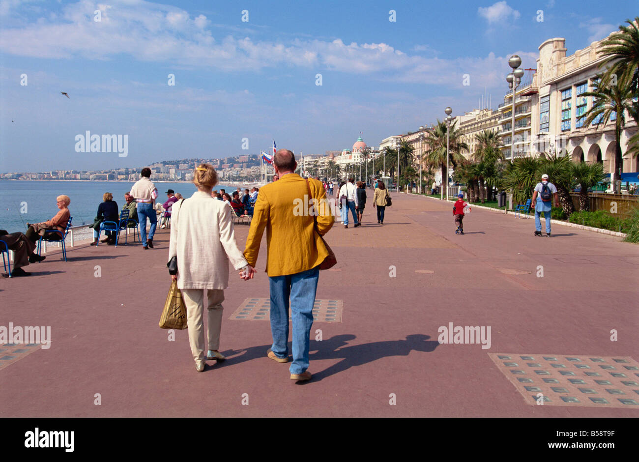 Promenade des Anglais, Nizza, Alpes Maritimes, Provence, Frankreich, Mittelmeer, Europa Stockfoto