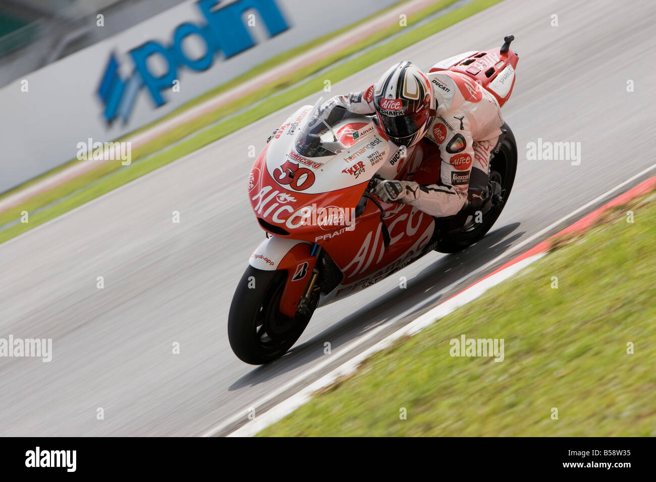 Sylvain Guintoli 2008 Polini Malaysian Motorrad-Grand-Prix Strecke in Sepang Malaysia Stockfoto