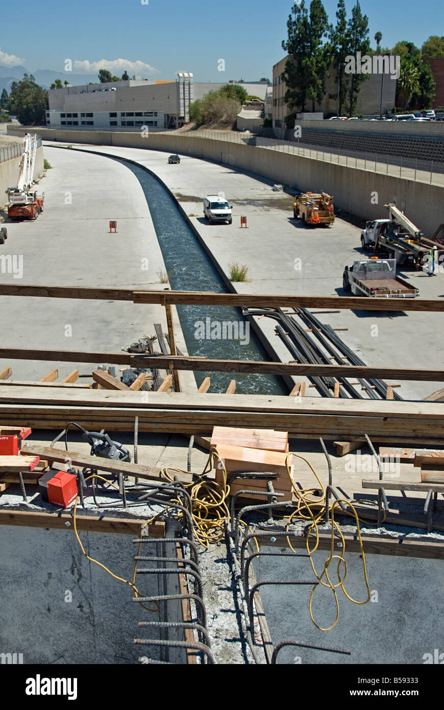 Los Angeles River Studio Stadt San Fernando Valley CA, California City of Los Angeles Bauarbeiter Website Stockfoto