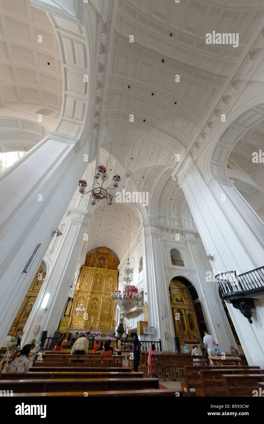 Innen Se Kathedrale. Indien, Goa, Old Goa. Stockfoto