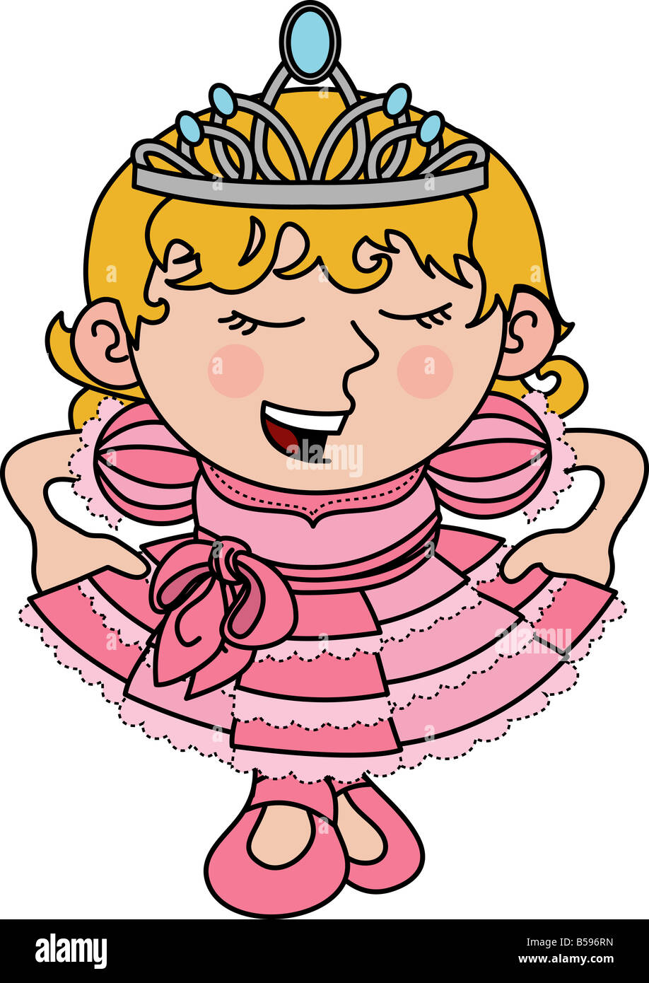Illustration der jungen Prinzessin in rosa Kleid und Diadem Stockfoto
