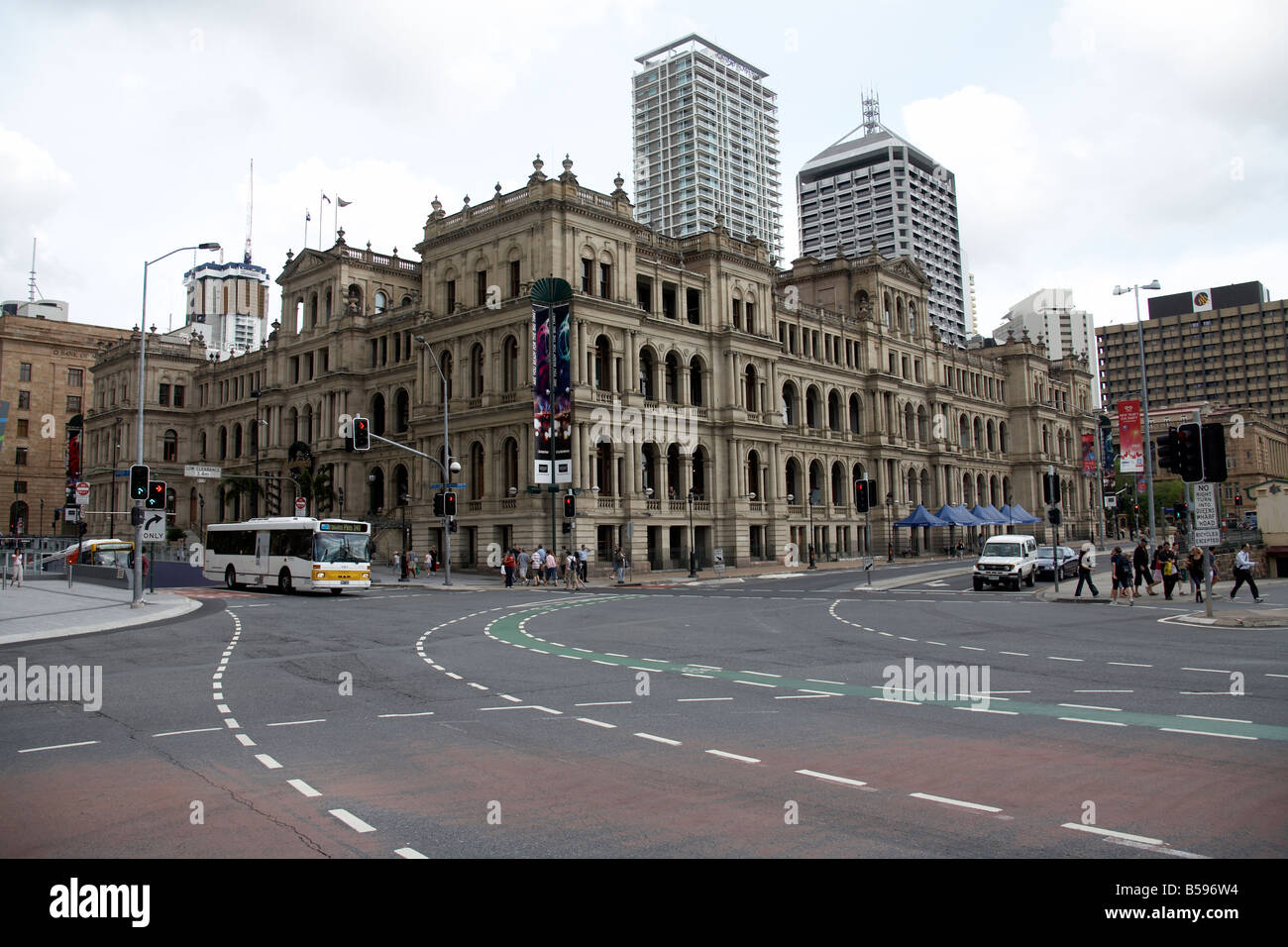 Straßenecke Autos Stadt Brisbane Queensland QLD Australien Stockfoto