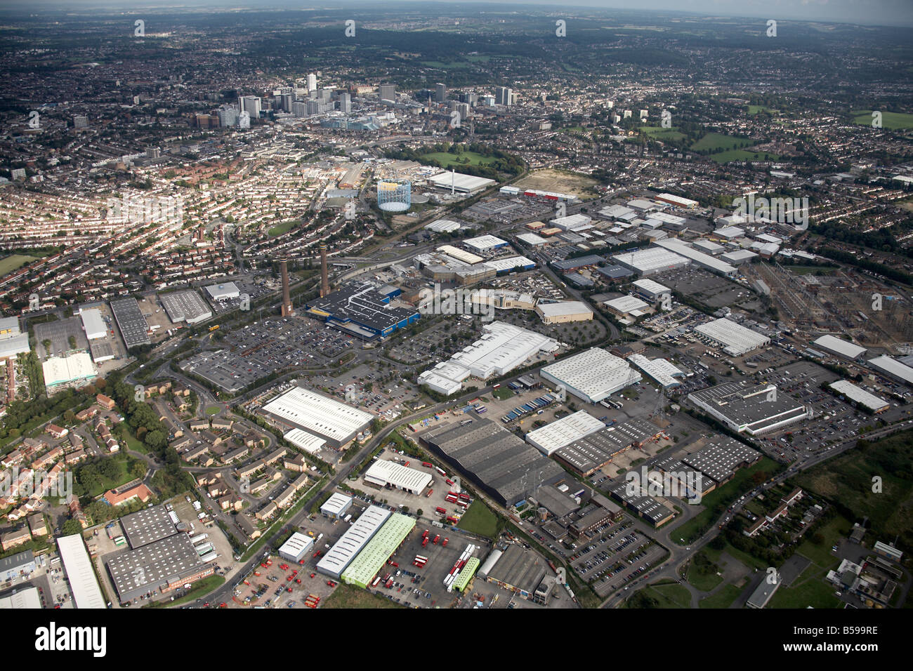 Luftbild Süd-Ost Gewerbegebiete Handel und Business parks Vorstadthäuser Beddington Waddon Croydon Greater London UK Stockfoto