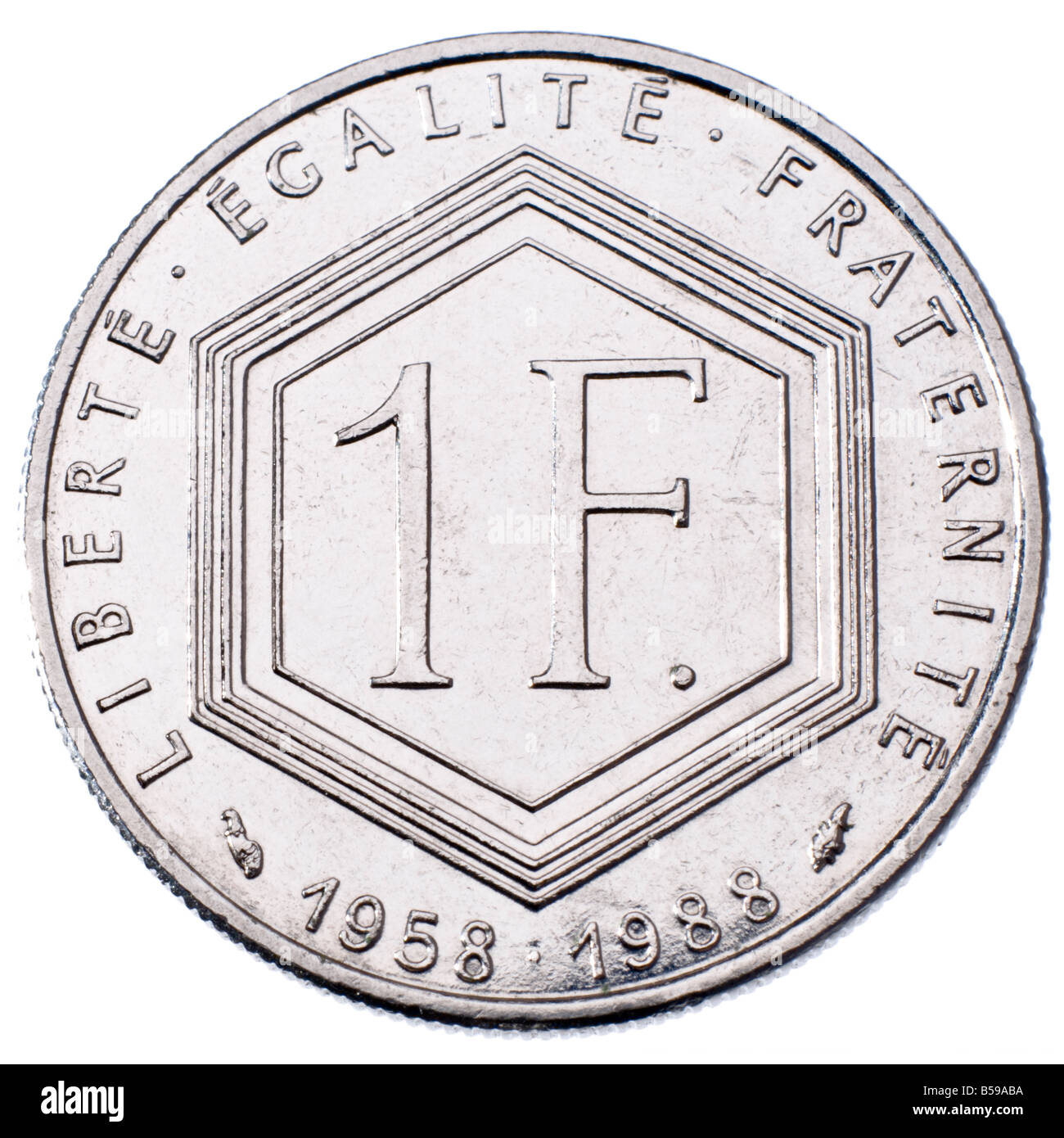 Französisch 1 Franc-Münze von 1988 (Vorderseite zeigt Charles de Gaulle) Stockfoto