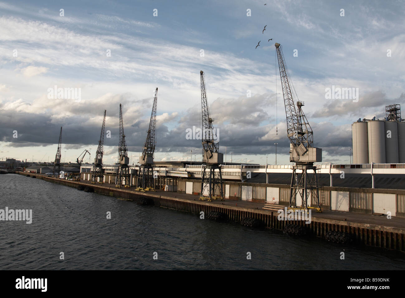 Dock-Krane Port auf Southampton Water im Abendlicht England UK Stockfoto