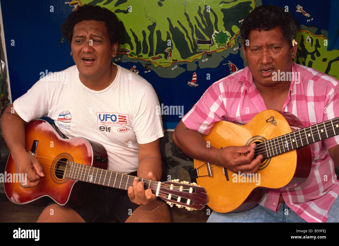 Gitarristen Papeete Tahiti Gesellschaft Inseln Inseln des Pazifik-Pacific Stockfoto