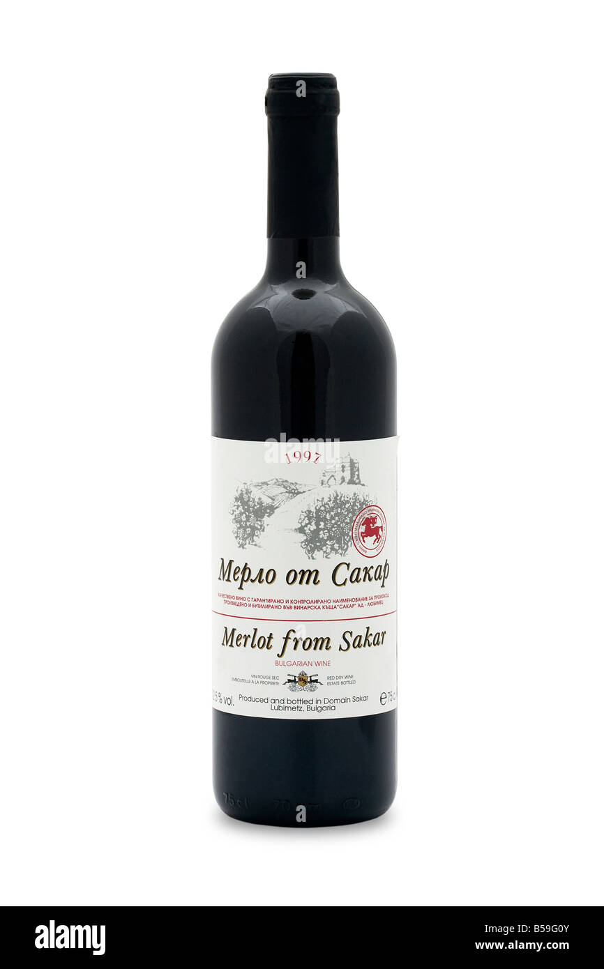 Merlot aus Sakar Bulgarien trockener Rotwein Stockfoto