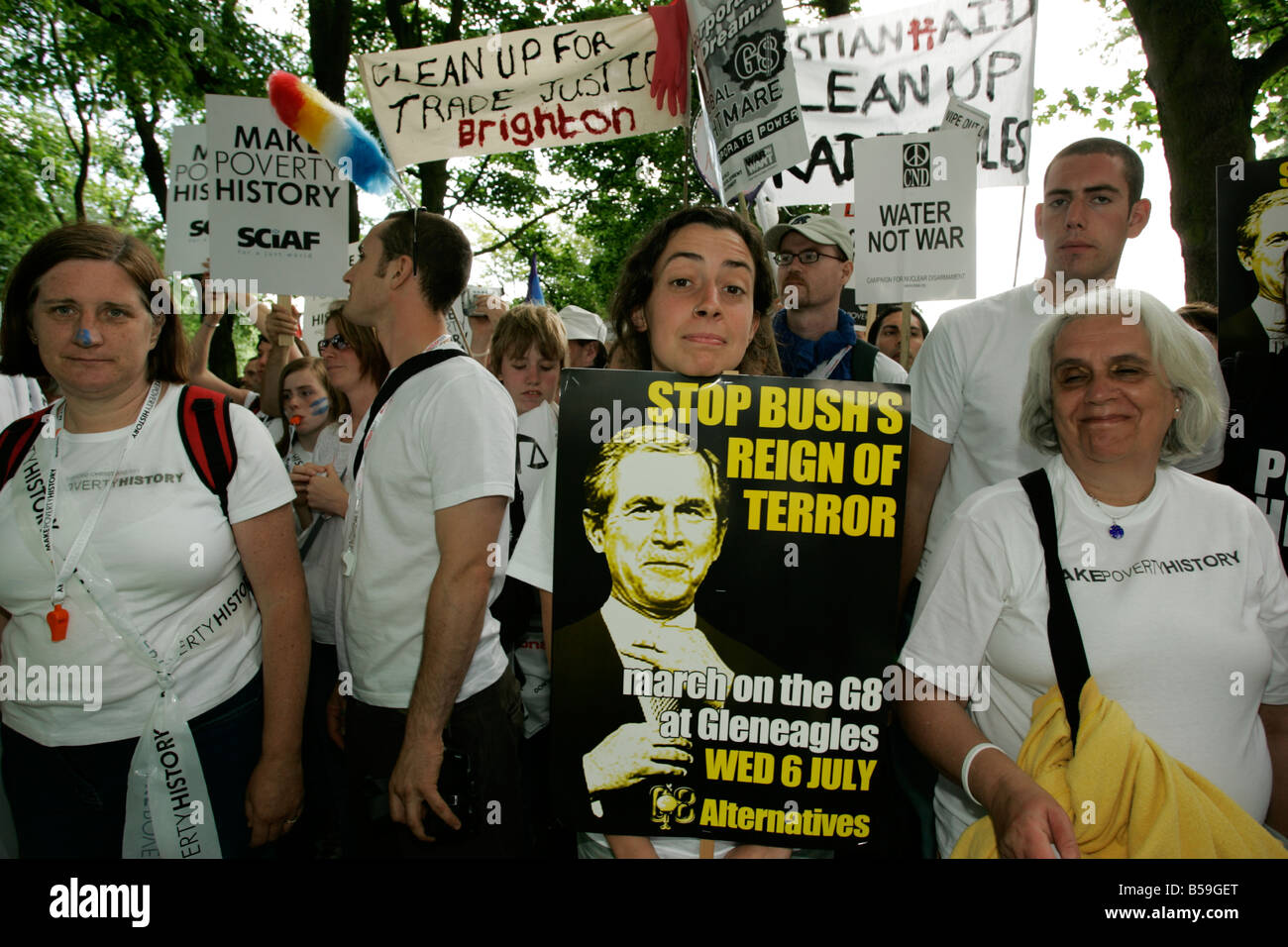 Make Poverty History, Edinburgh 2005 Stockfoto