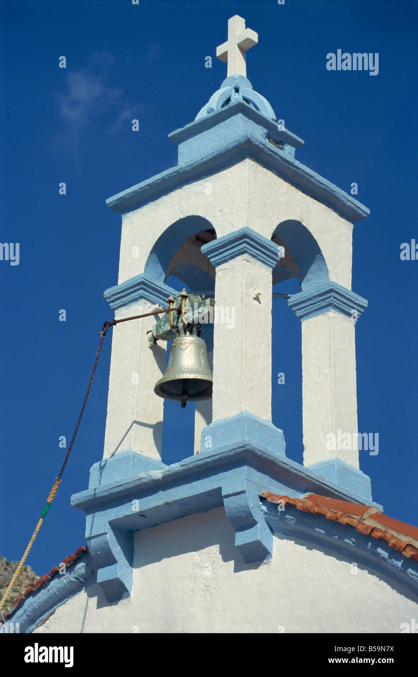 Kirchturm, Kalimnos Dodekanes-Inseln, griechische Inseln, Griechenland, Europa Stockfoto