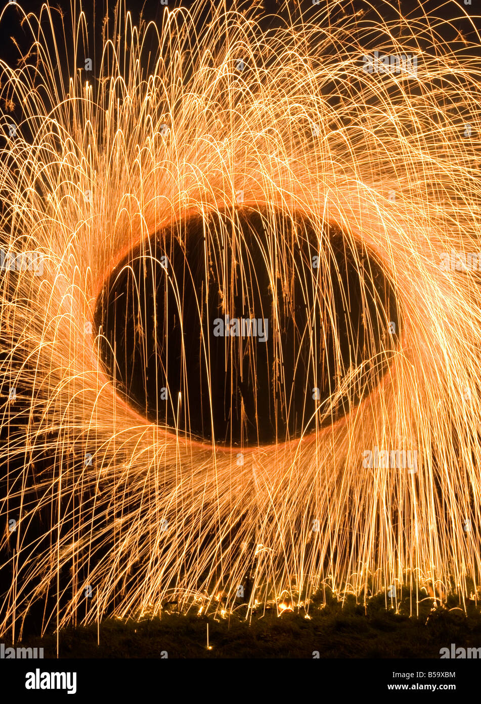 Catherine Wheel Feuerwerk auf Hochtouren Stockfoto