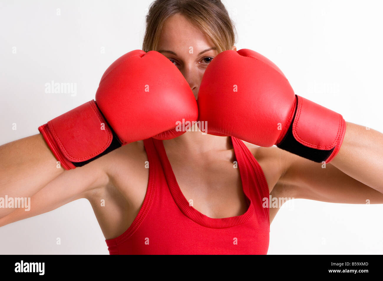 Junge Frau boxeadora Stockfoto